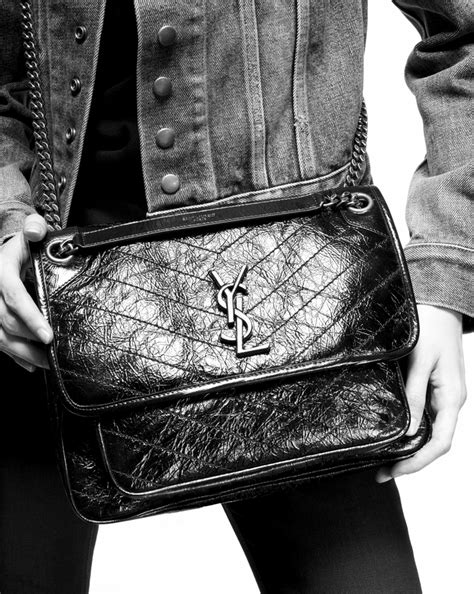 ysl navy medium calfskin shoulder bag|NIKI MEDIUM IN VINTAGE LEATHER .